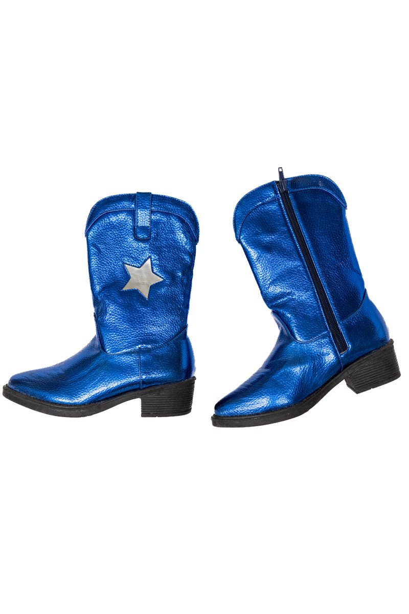 A Leading Role Blue Metallic Boots