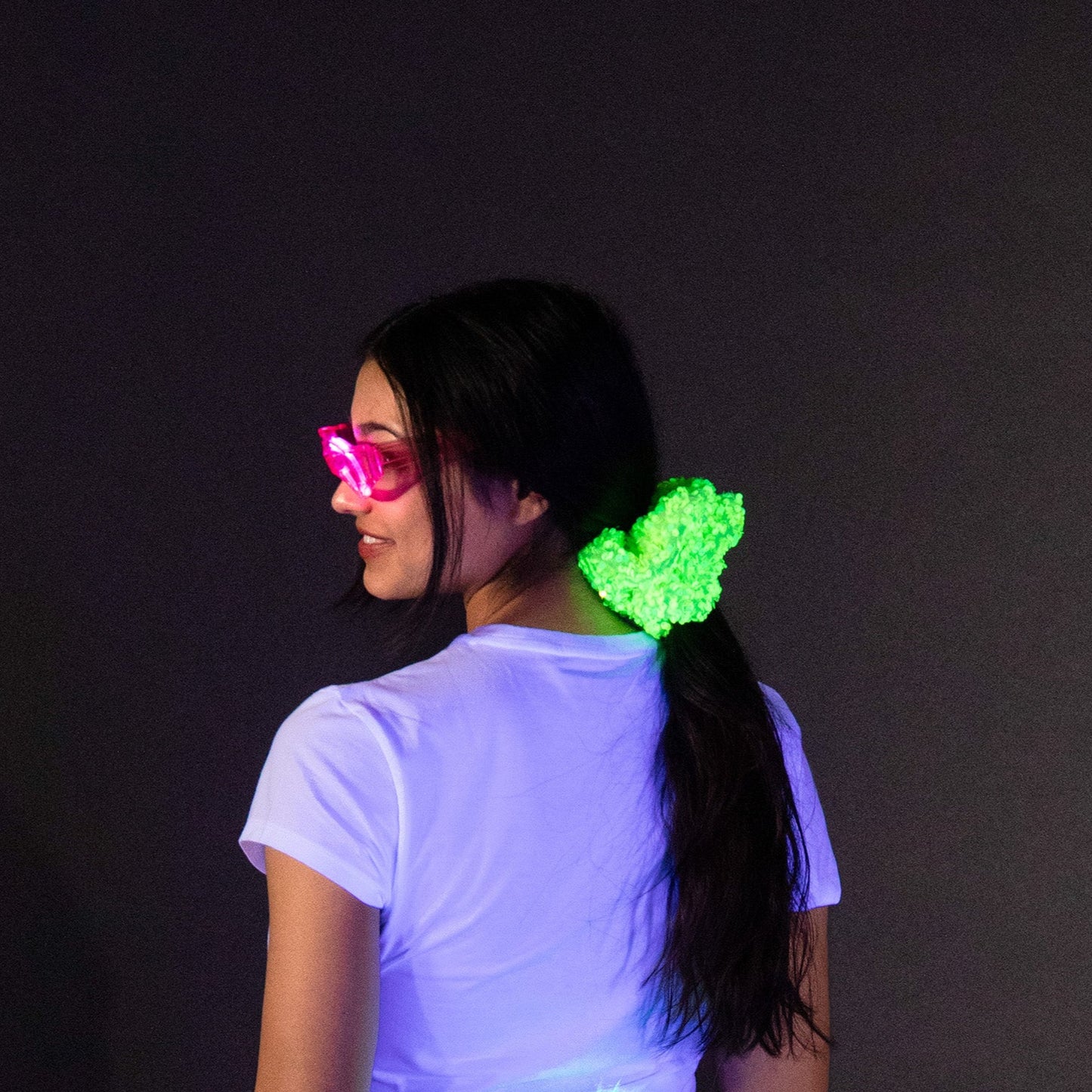 Jr Star Green Sparkle Glow Child Scrunchie