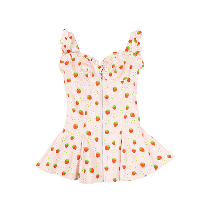 A Leading Role x Strawberry Shortcake Premium Adult Berry Ruffle Zip-Up Dress
