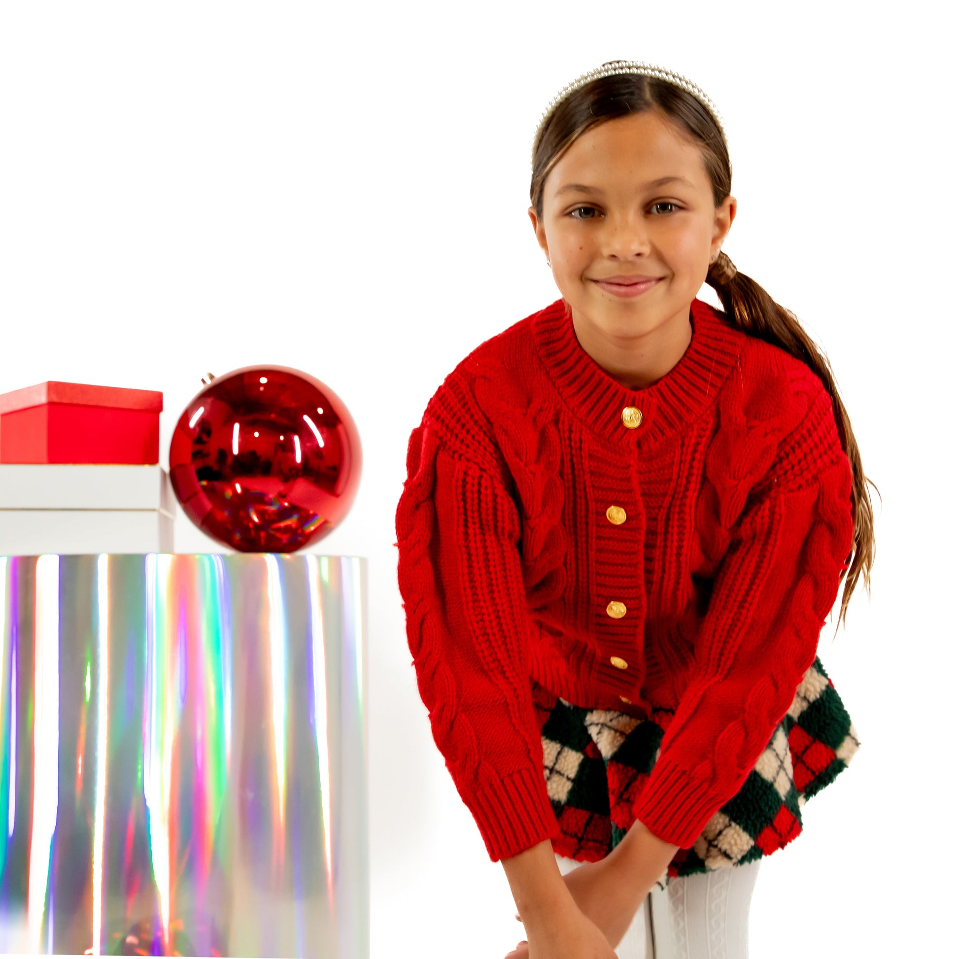 A Leading Role Premium Child Cranberry Red Cardigan