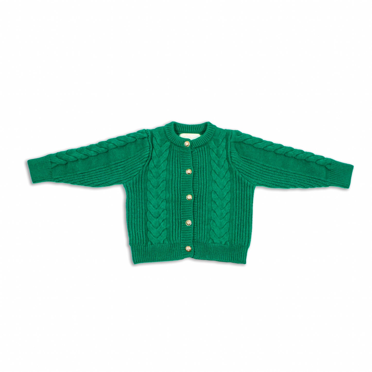 Jr Star Ivy Green Child Cable Knit Cardigan