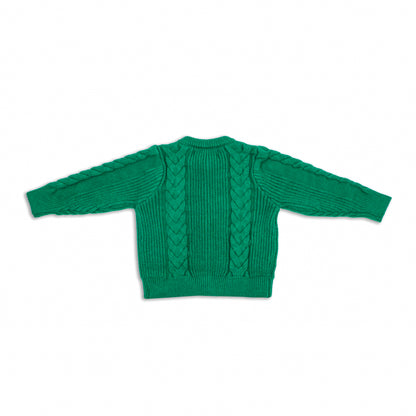 Jr Star Ivy Green Child Cable Knit Cardigan