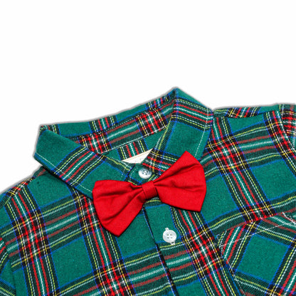Jr Star Festive Plaid Child Button-Up and Bow Tie Set